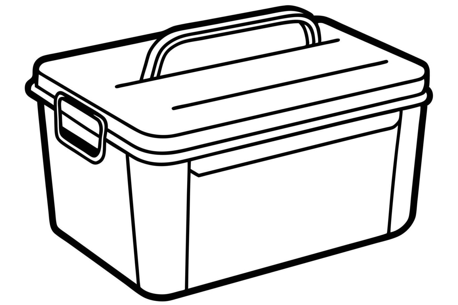 A illustration of a simple black and white toolbox. vector