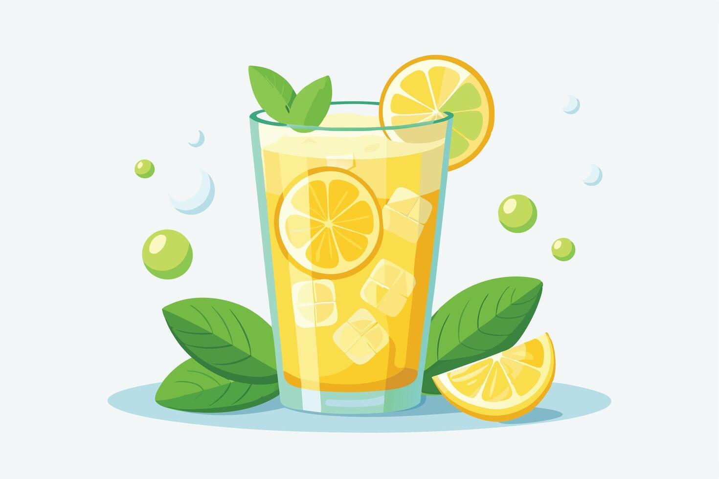 Refreshing Lemon Iced Tea Illustration vector