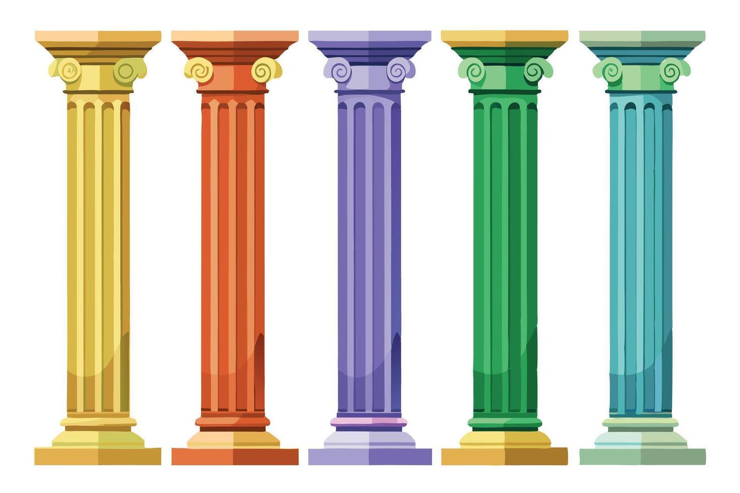A Colorful Classical Columns Against a White Background vector