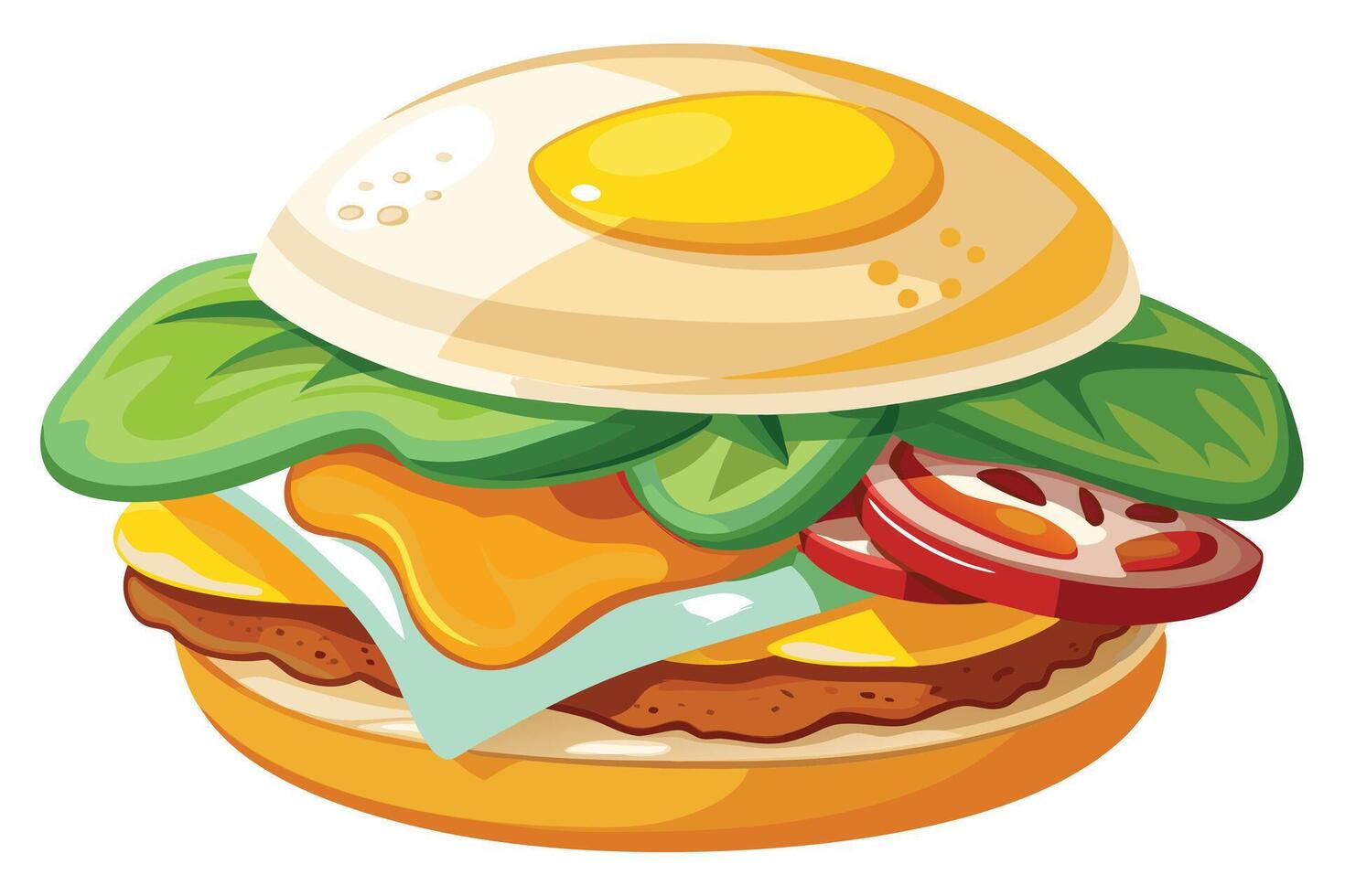 Delicious Egg Sandwich with Sunny-Side-Up Egg vector