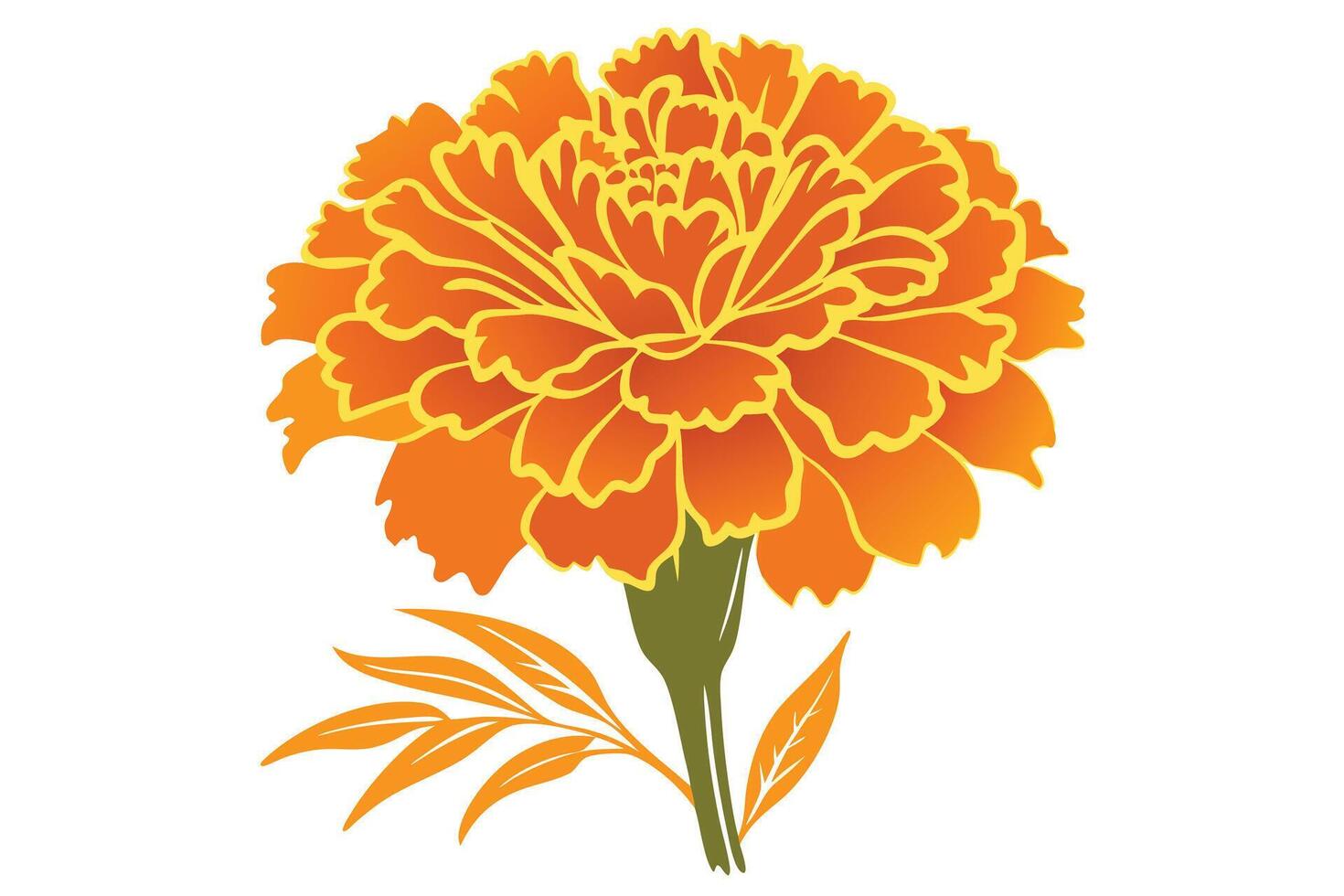 A Ornate Orange Marigold Silhouette, Perfect for Design vector