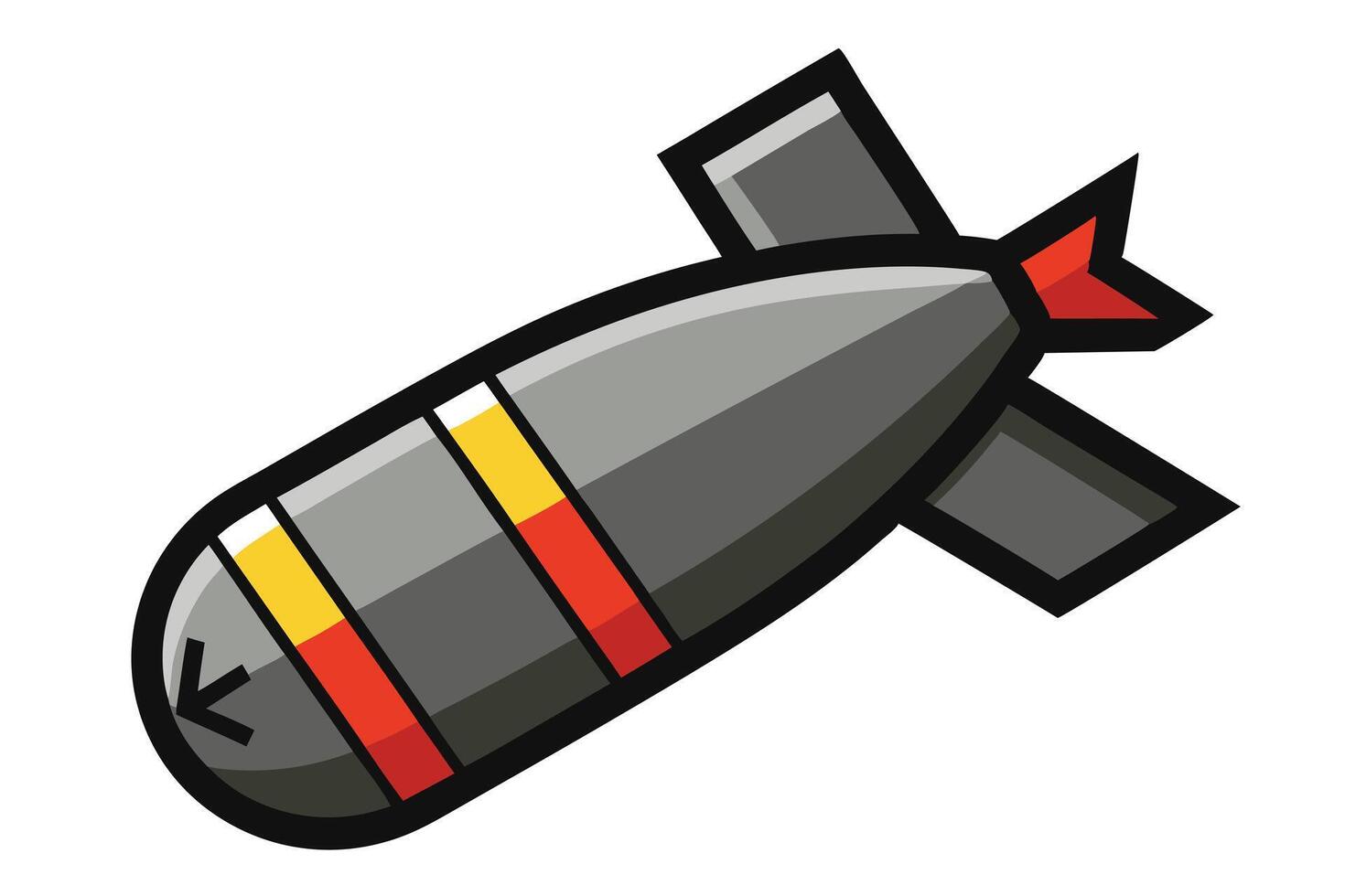 Cartoon illustration of a bomb against a white background. vector