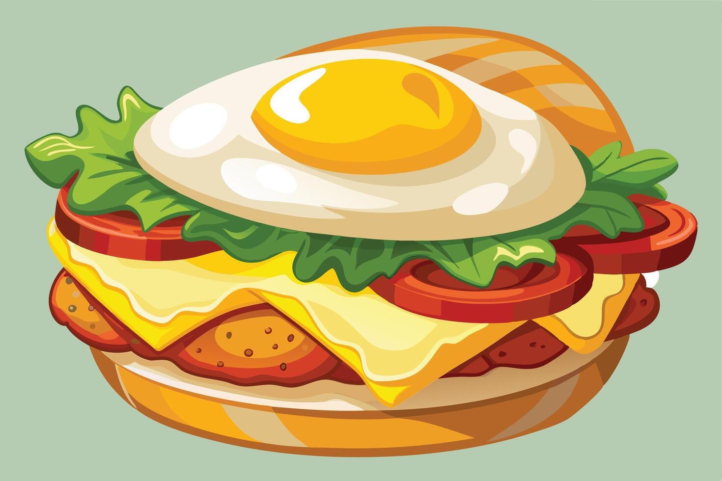 Colorful Cartoon Illustration of a Delicious Egg Sandwich vector