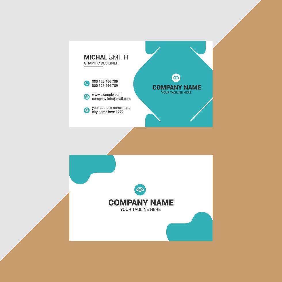 Modern Teal Accented Business Card Template for Creative Professionals vector