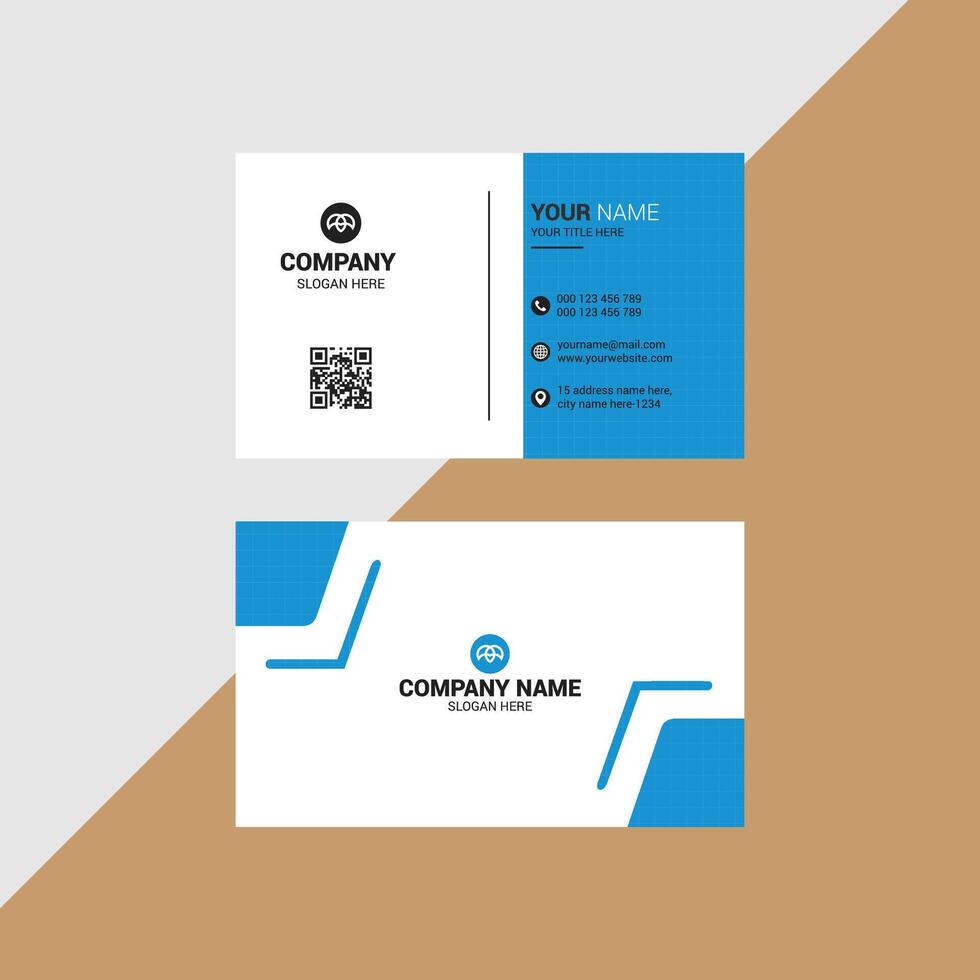 Modern Blue and White Business Card Template Design for Professional Branding vector