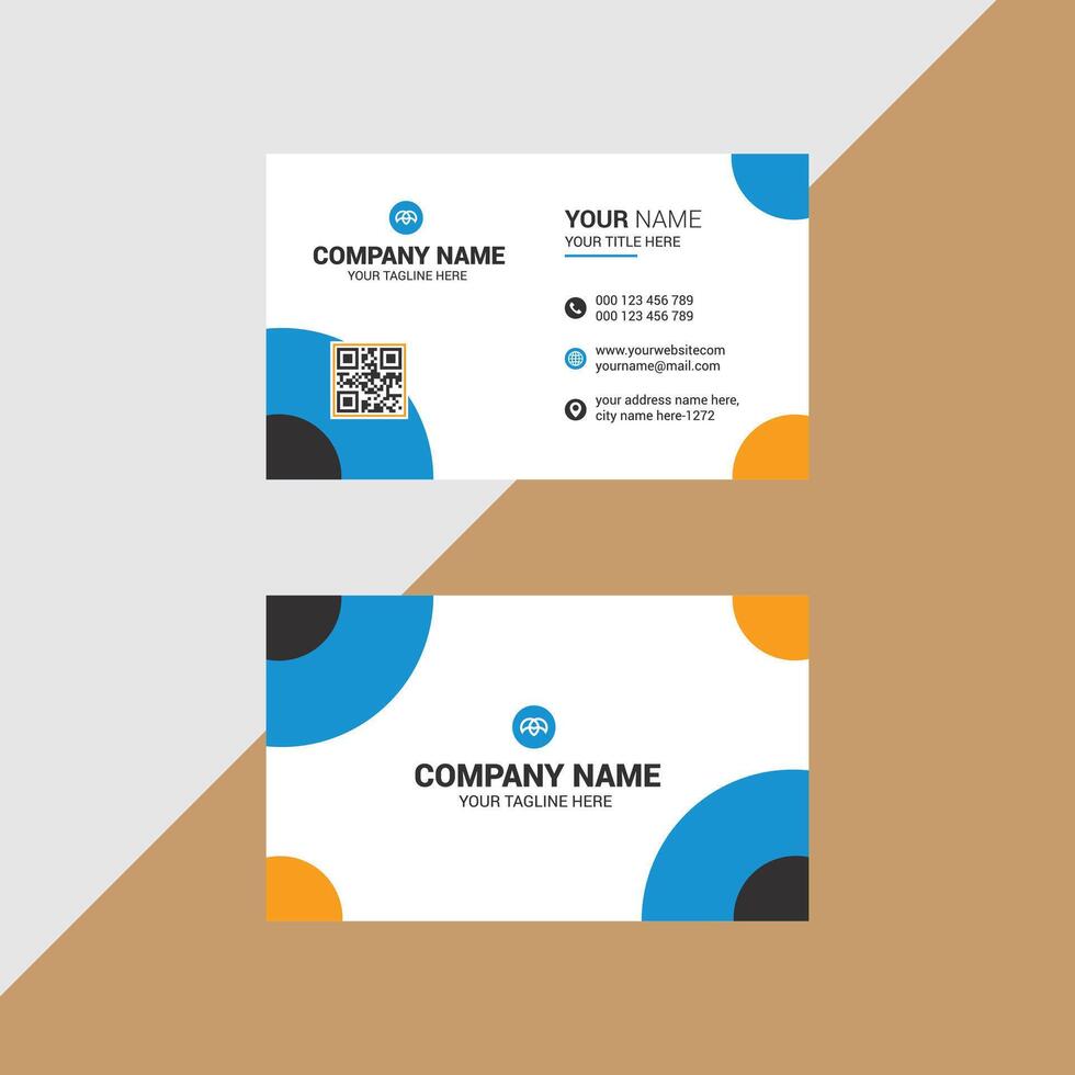 Professional Business Card Design with Slee Blue and Orange Highlights vector