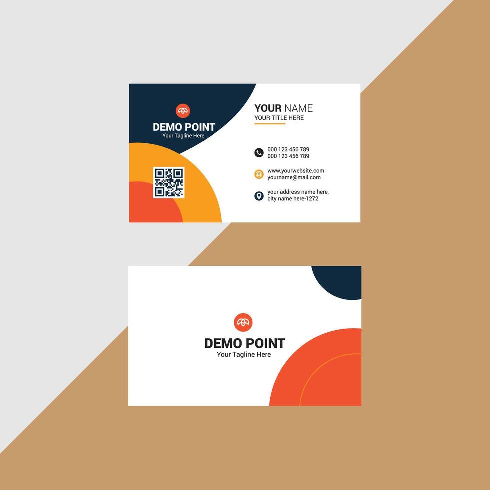 Creative Business Card Design Featuring Bold Colors and Modern QR Code Integration vector