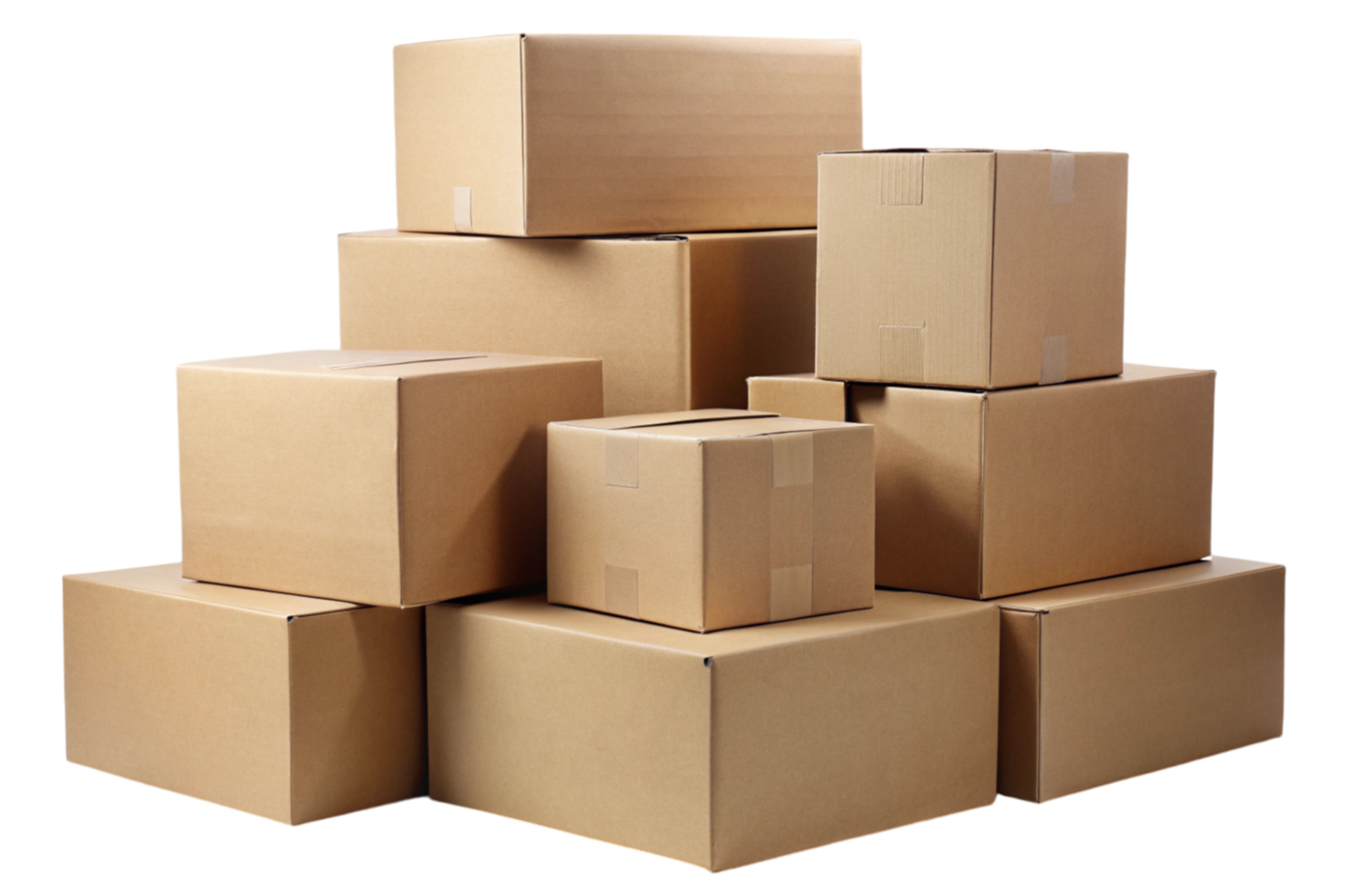 Stack of cardboard boxes in warehouse png