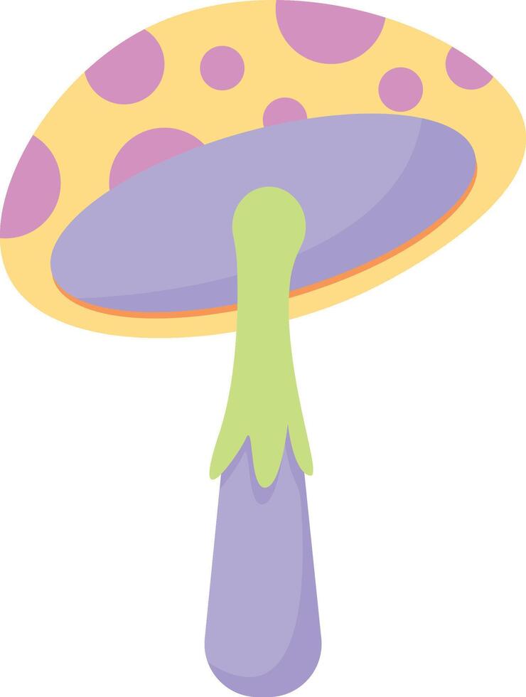 Neon Fantasy Mushroom with Yellow Stalk vector