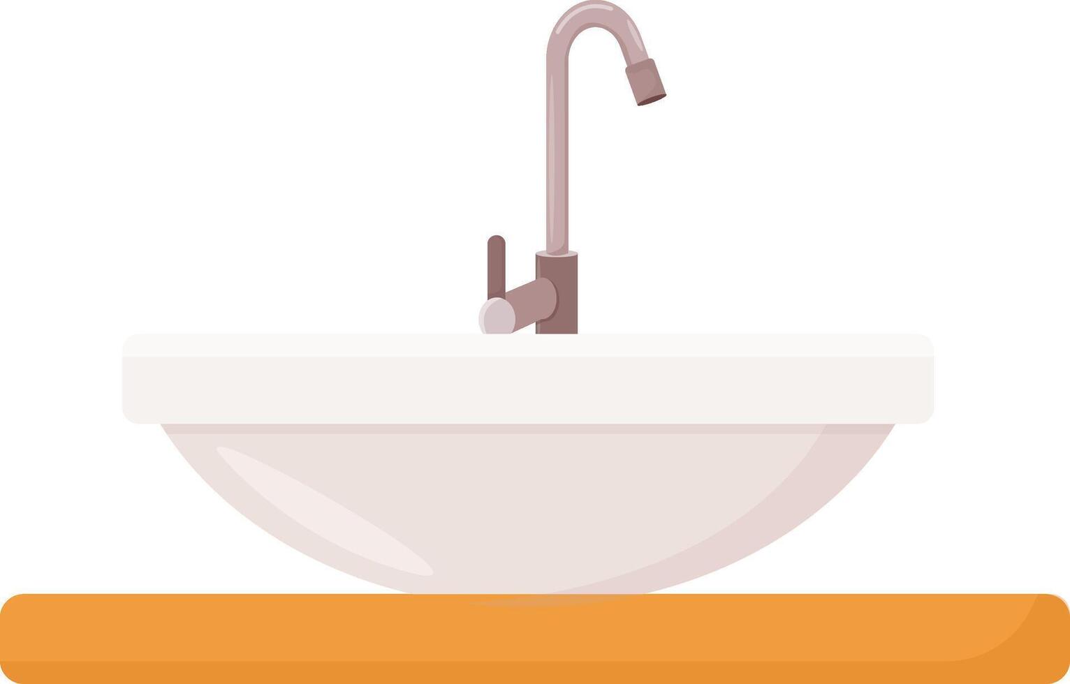 Ceramic Sink with Wooden Countertop vector