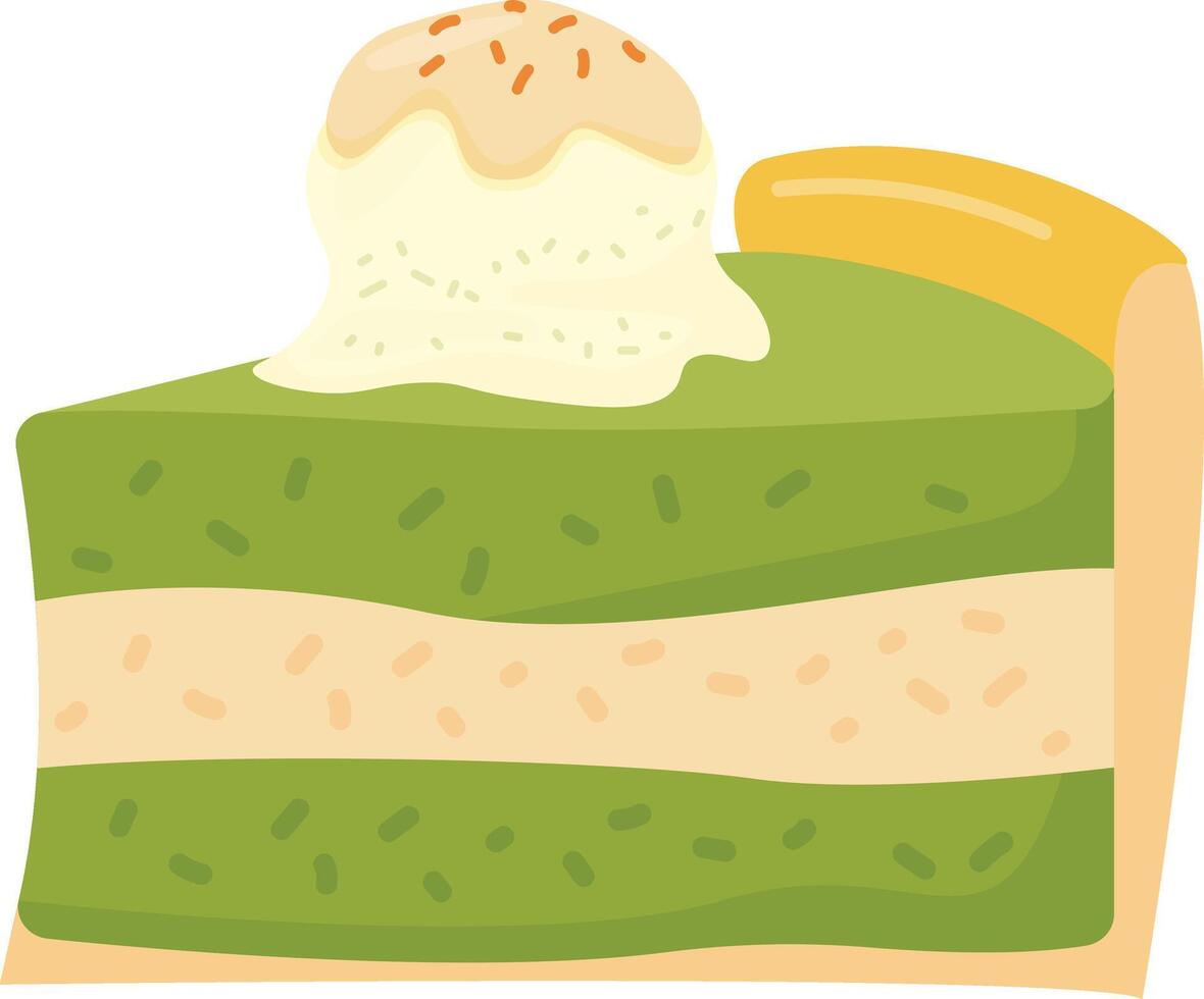 Matcha Sponge Cake with Ice Cream vector