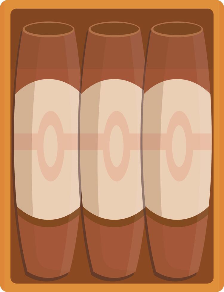 Wooden Cigar Box with Cigars vector