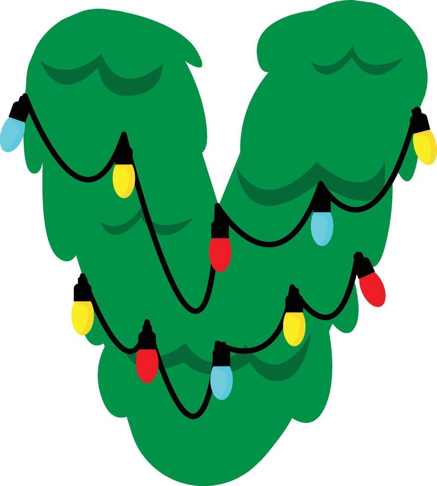 Christmas Tree Letter V vector