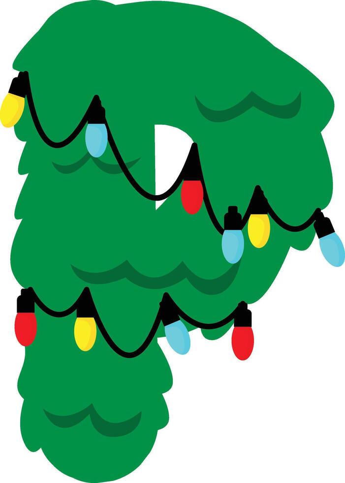 Christmas Tree Letter P vector