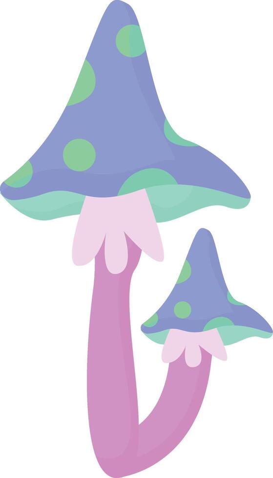 Blue and Pink Fairyland Mushroom Clipart vector