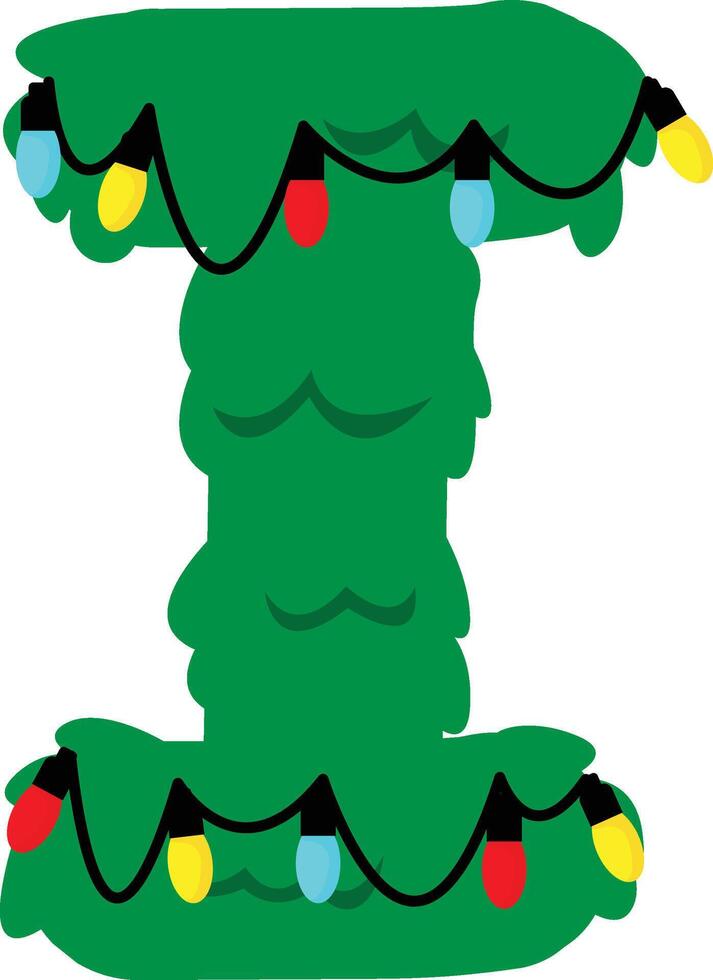 Christmas Tree Letter I vector