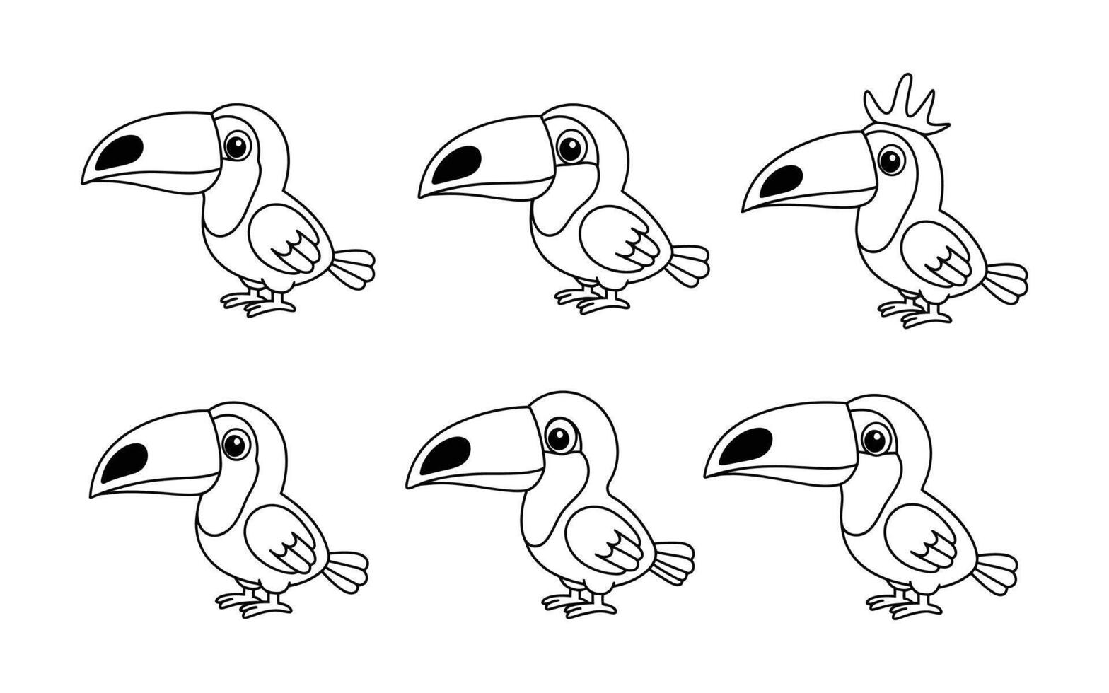 Cartoon toucan birds in black and white design vector