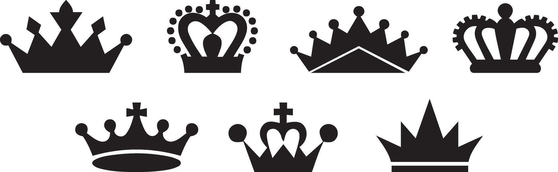 Collection of Crowns icon silhouette in Different Styles vector