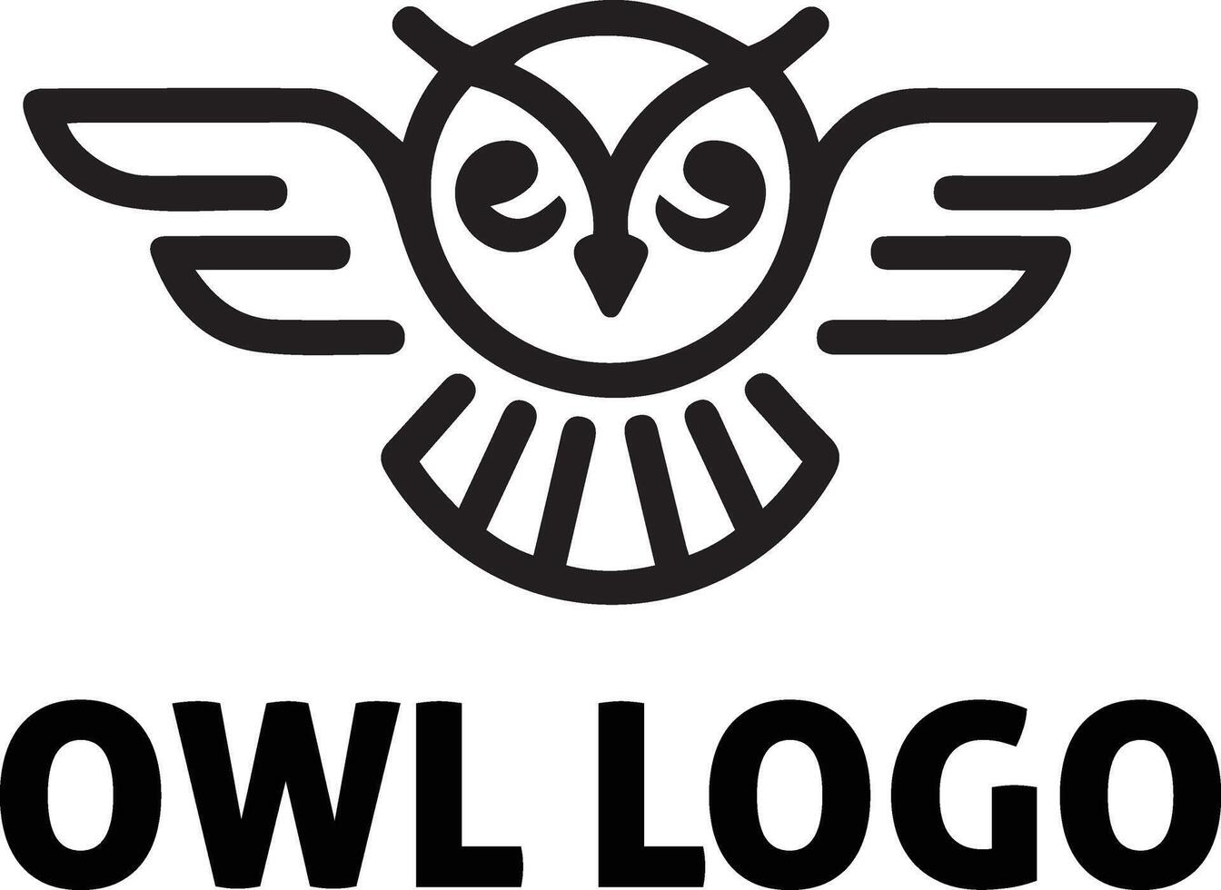 A clean modern logo icon featuring a stylized owl in flight. vector