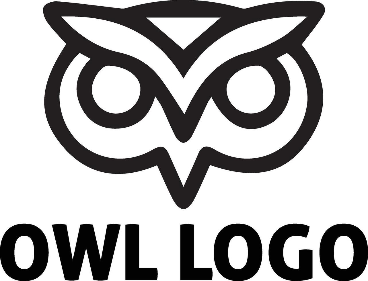 Simple black and white owl line art logo design. vector