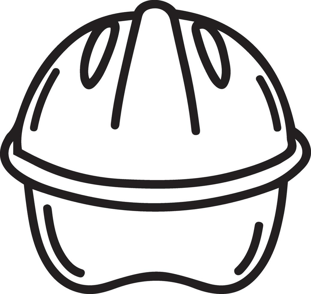 A black and white line drawing of a safety helmet vector