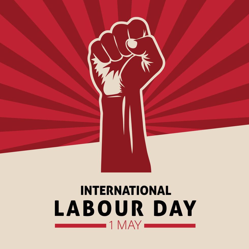 Powerful Fist Raised in Celebration Social Media Post of International Labour Day vector