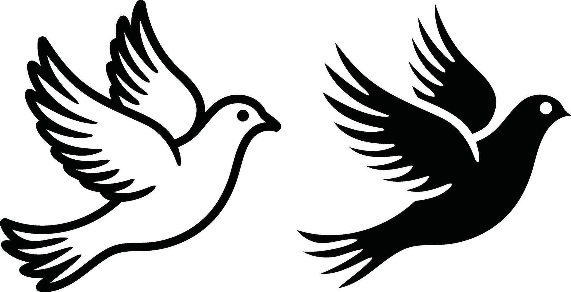 Dove silhouette icon representing peace and freedom. vector