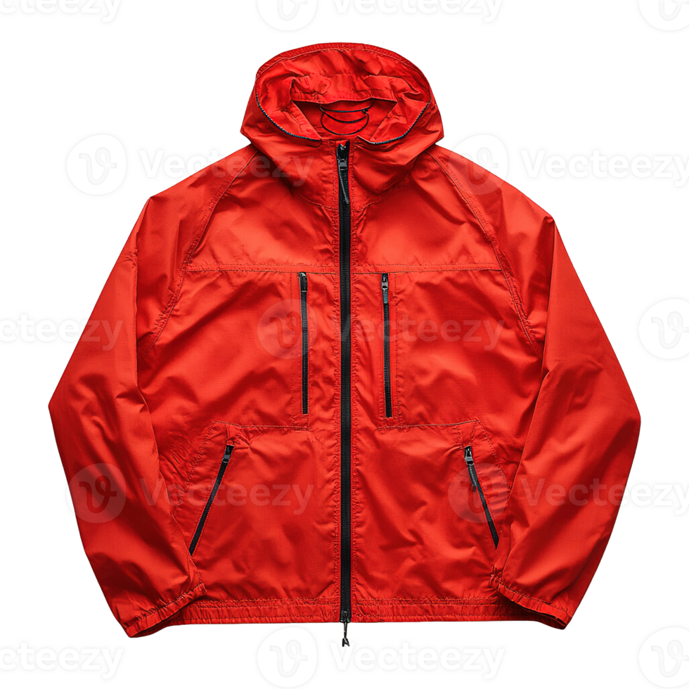 Trendy and Breathable Windbreaker with Elastic Cuffs and Pockets Isolated on Transparent Background png