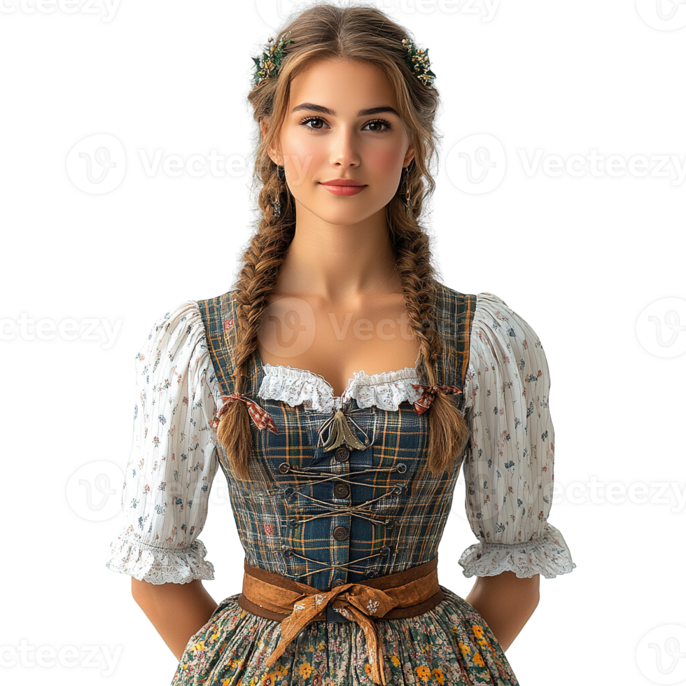 German Cultural Attire Women Dressed in Traditional Dirndl with Authentic Bavarian Style png