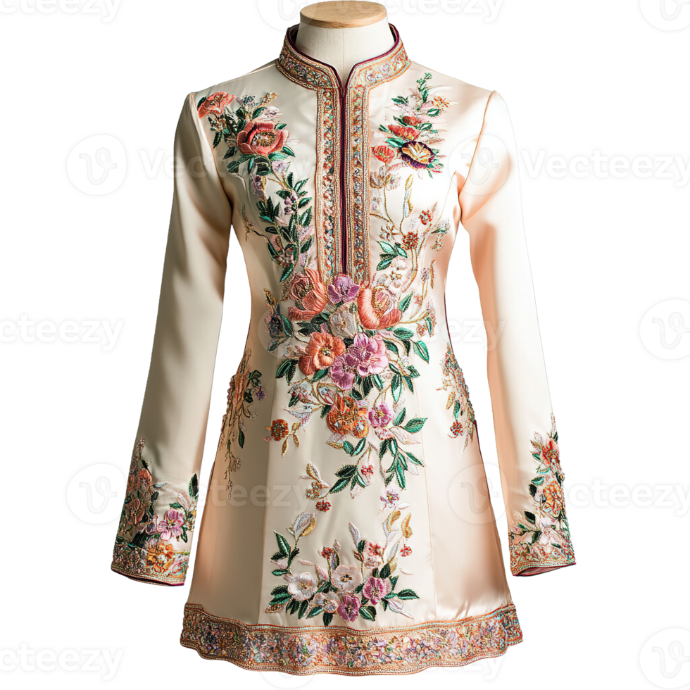 Classic Malaysian Baju Kurung with Sophisticated Design and Traditional Aesthetic on Transparent Background png