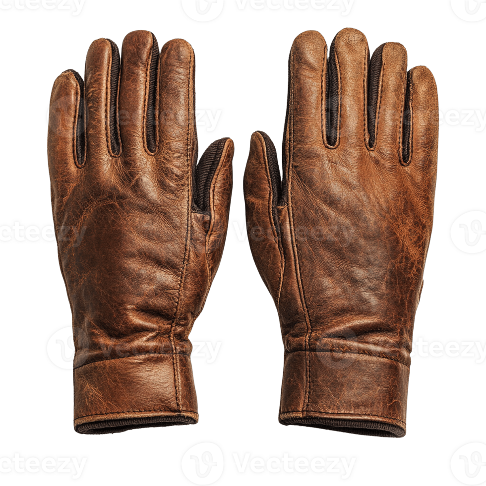 Premium Leather Gloves Featuring Classic Design Isolated on Transparent Background png