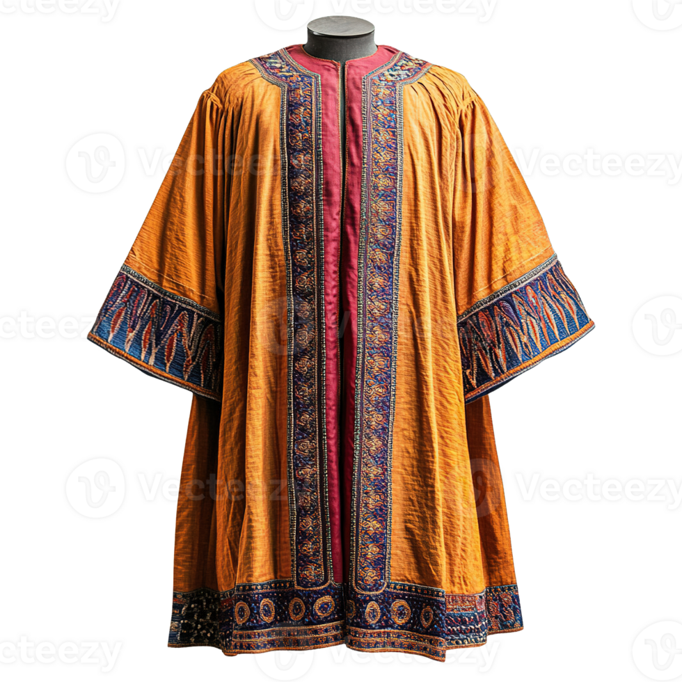 Authentic Nigerian Mens Agbada Robe in Vibrant Gold with Detailed Threadwork Patterns png