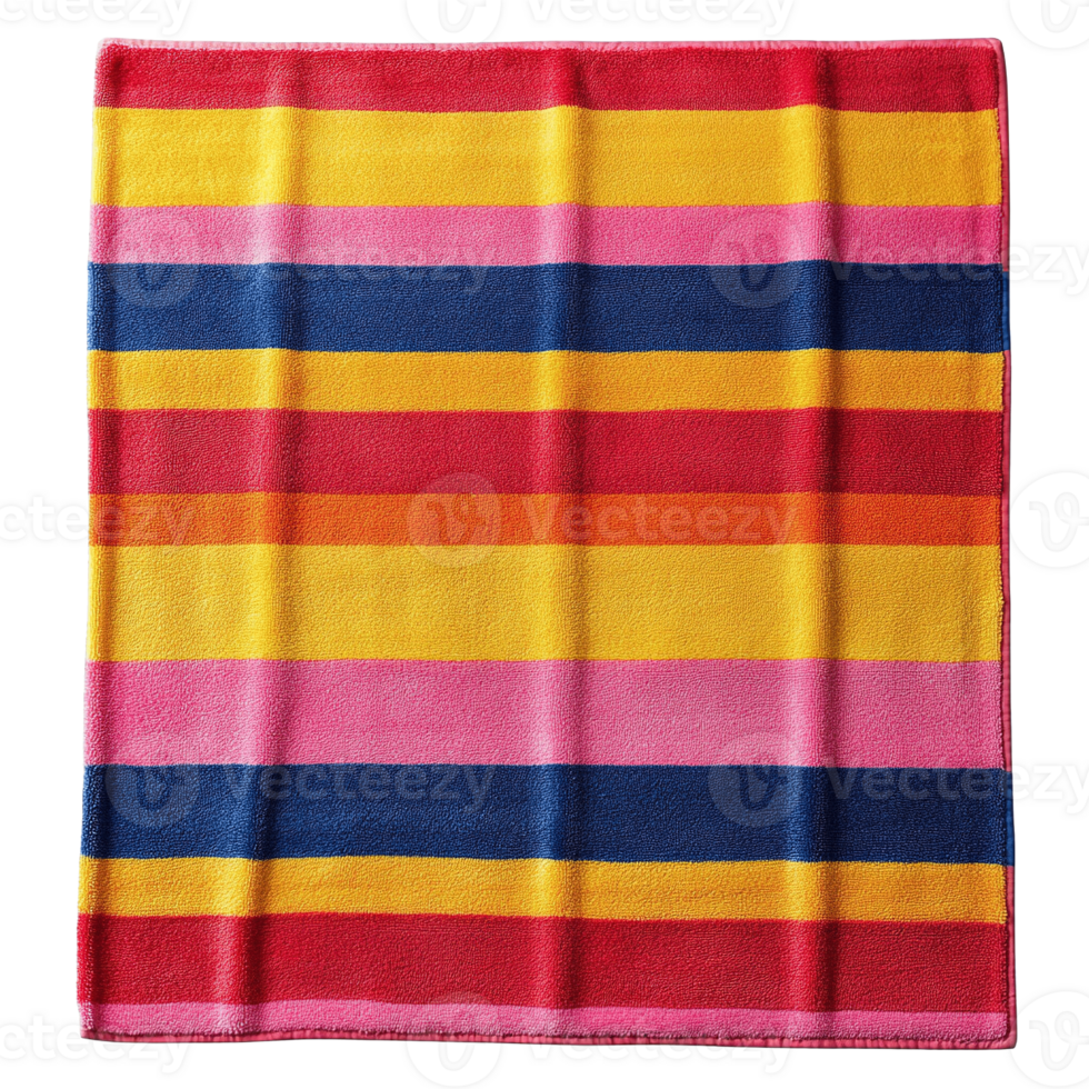 Trendy Striped Beach Towel in Rainbow Colors Isolated on Transparent Background png
