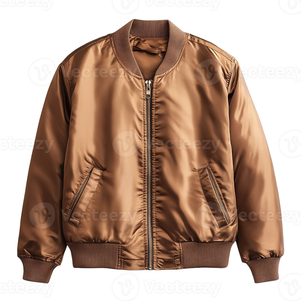 Fashionable Bomber Jacket in Neutral Color Isolated on Transparent Background png