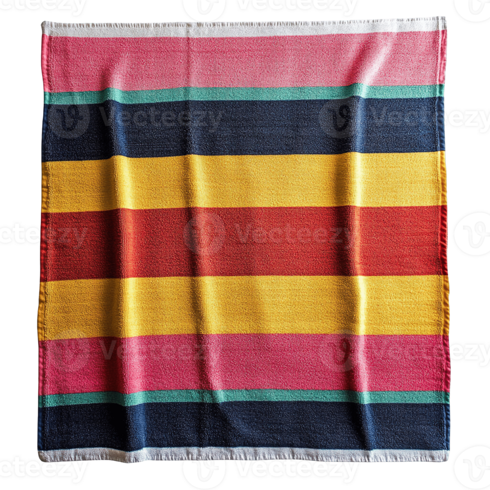 Multicolored Beach Towel with Eye-Catching Striped Isolated on Transparent Background png