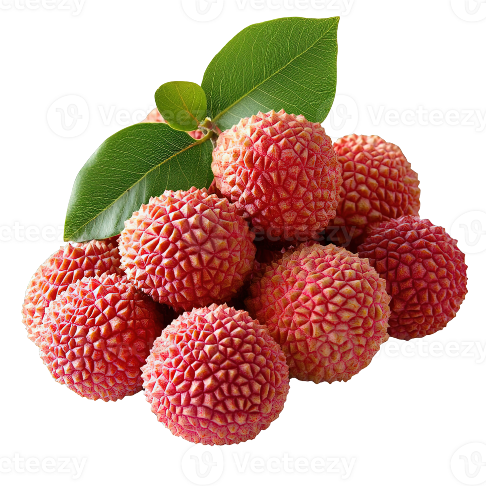 Delicious and healthy lychee fruit bunch isolated on transparent background png