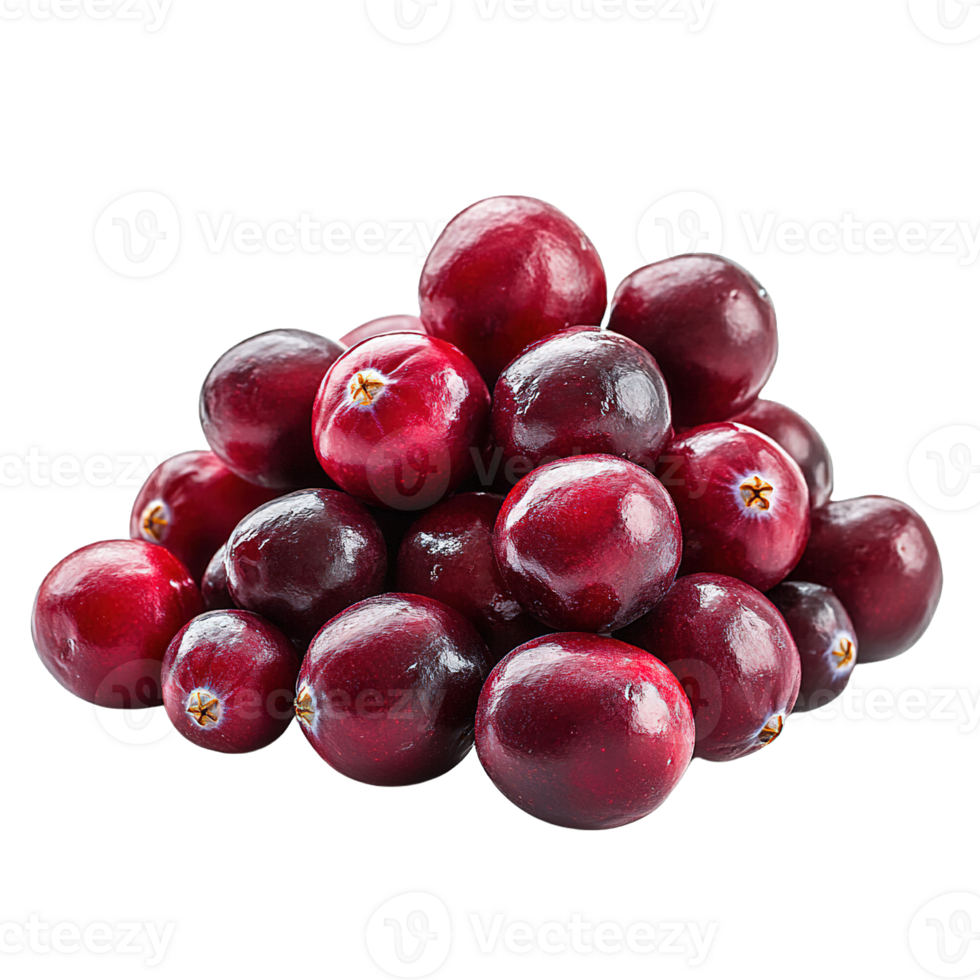 Organic Raw Cranberries with a Deep Red Color and Fresh Natural Texture Isolated on a Transparent Background png