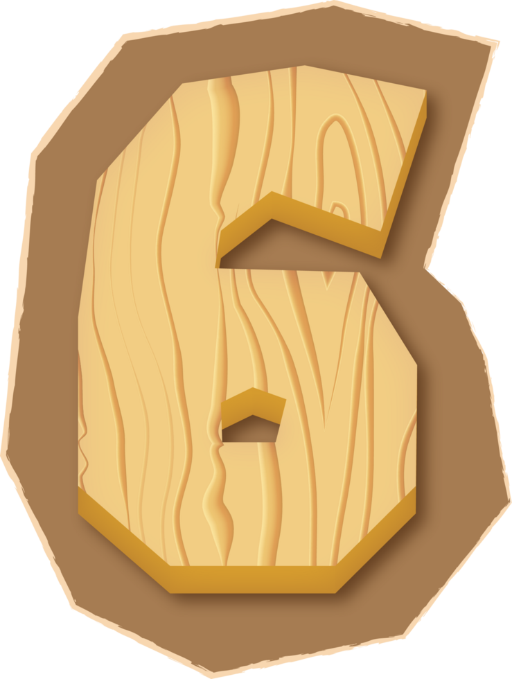 Number 6, Magazine Wooden Cutout png