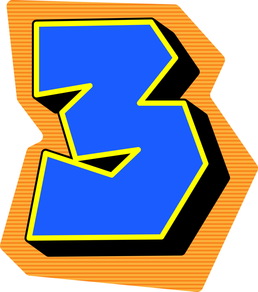 Magazine Ransom Note Cut Out, Number 3 png