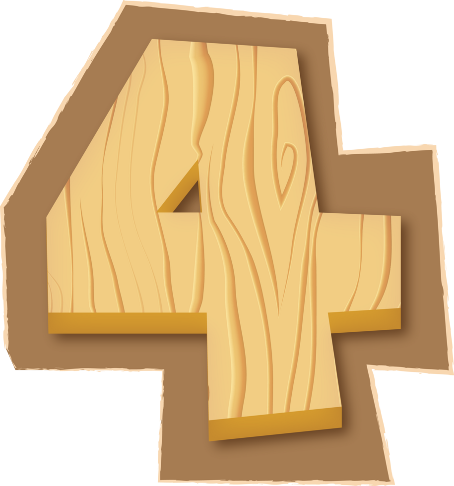 Number 4, Magazine Wooden Cutout png