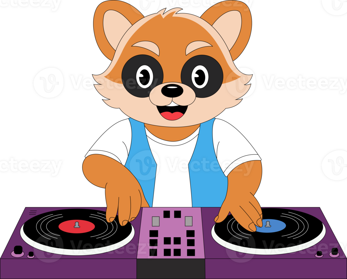 Dj raccoon illustration png