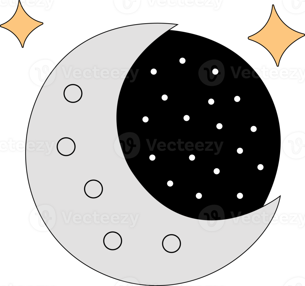 A crescent with stars and a moon png