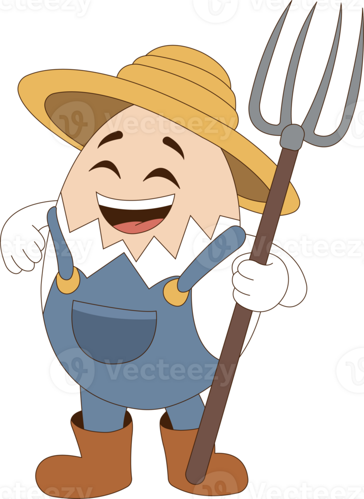 An egg with a pitchfork and a hat png