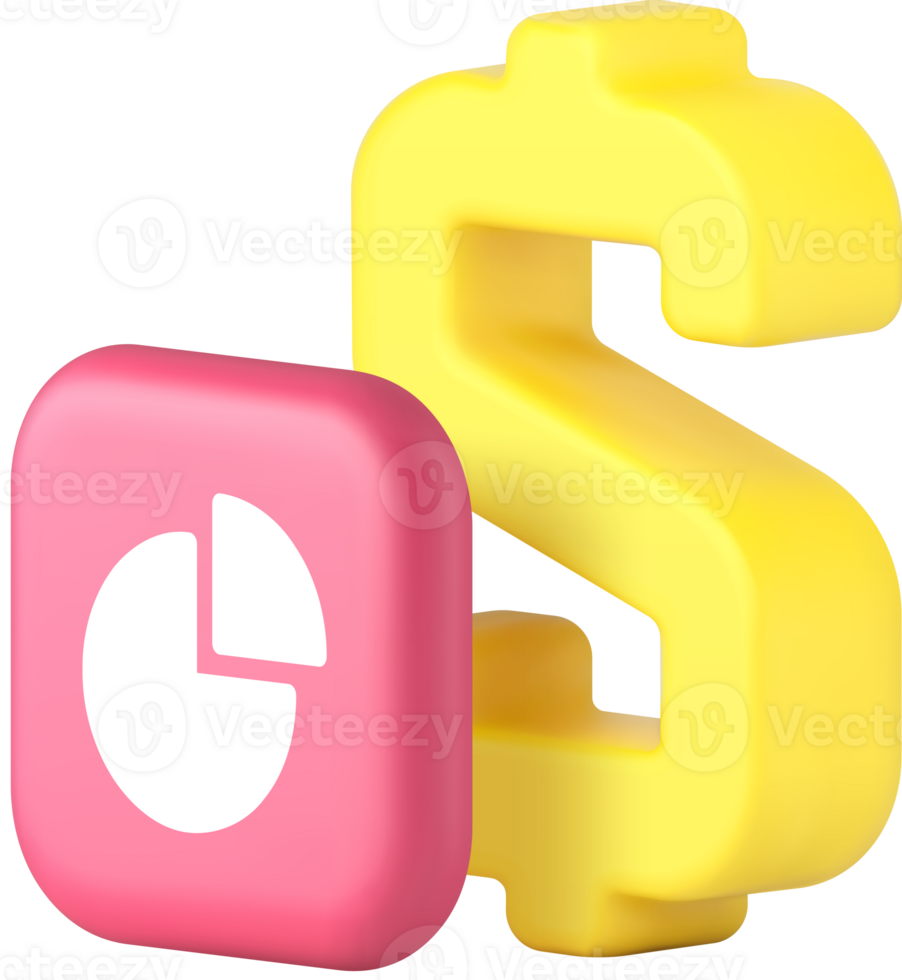 Money currency dollar stock trading analyzing statistic financial control 3d icon png