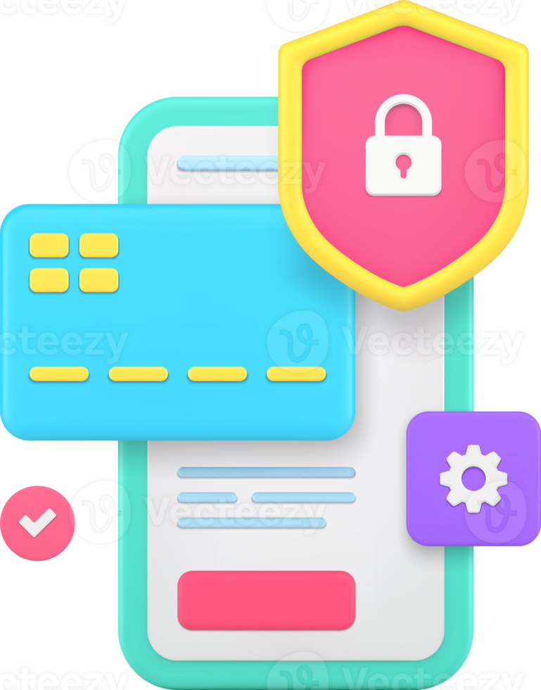 Online banking smartphone application data protection 3d icon png