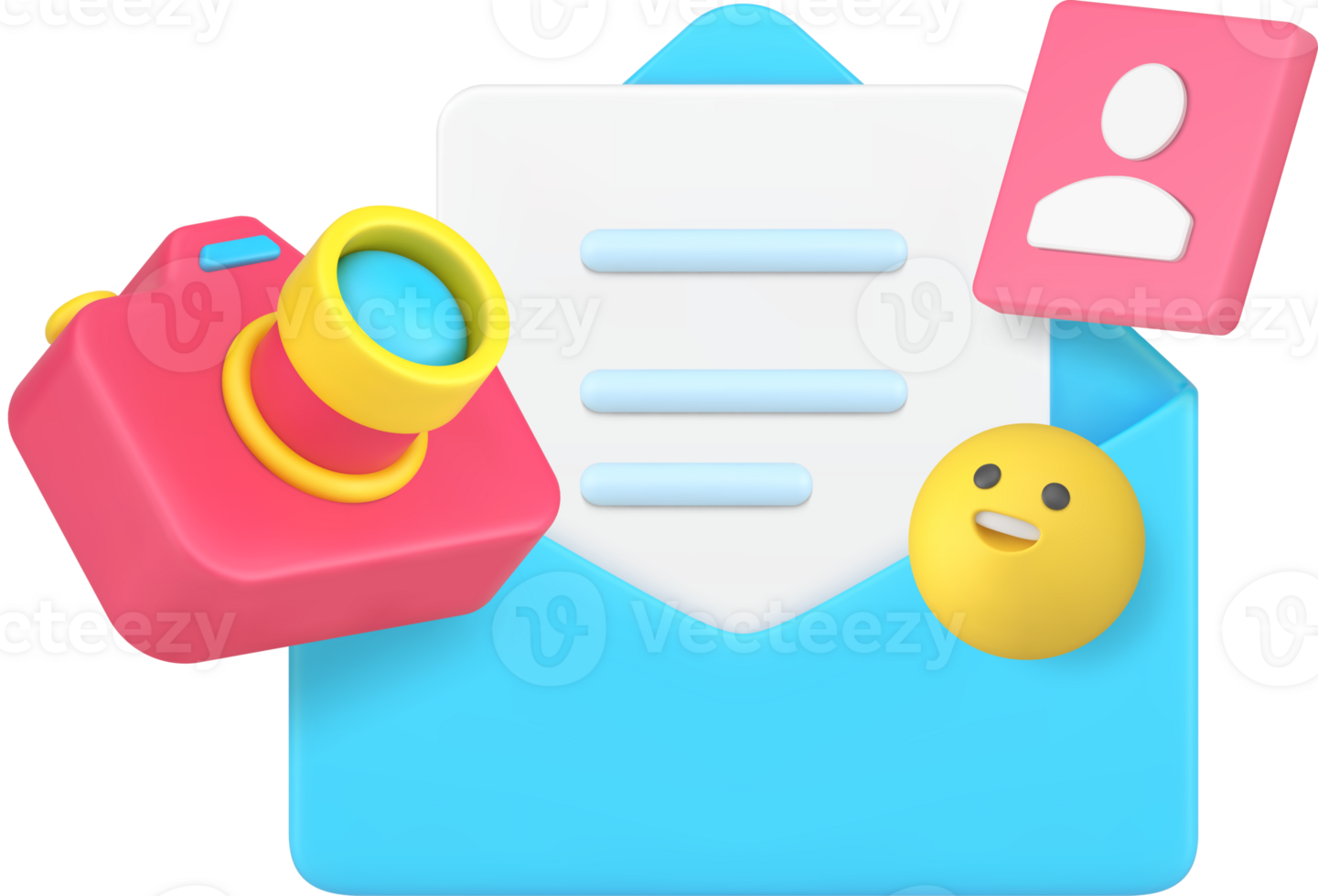Media data image letter send message content management 3d icon png