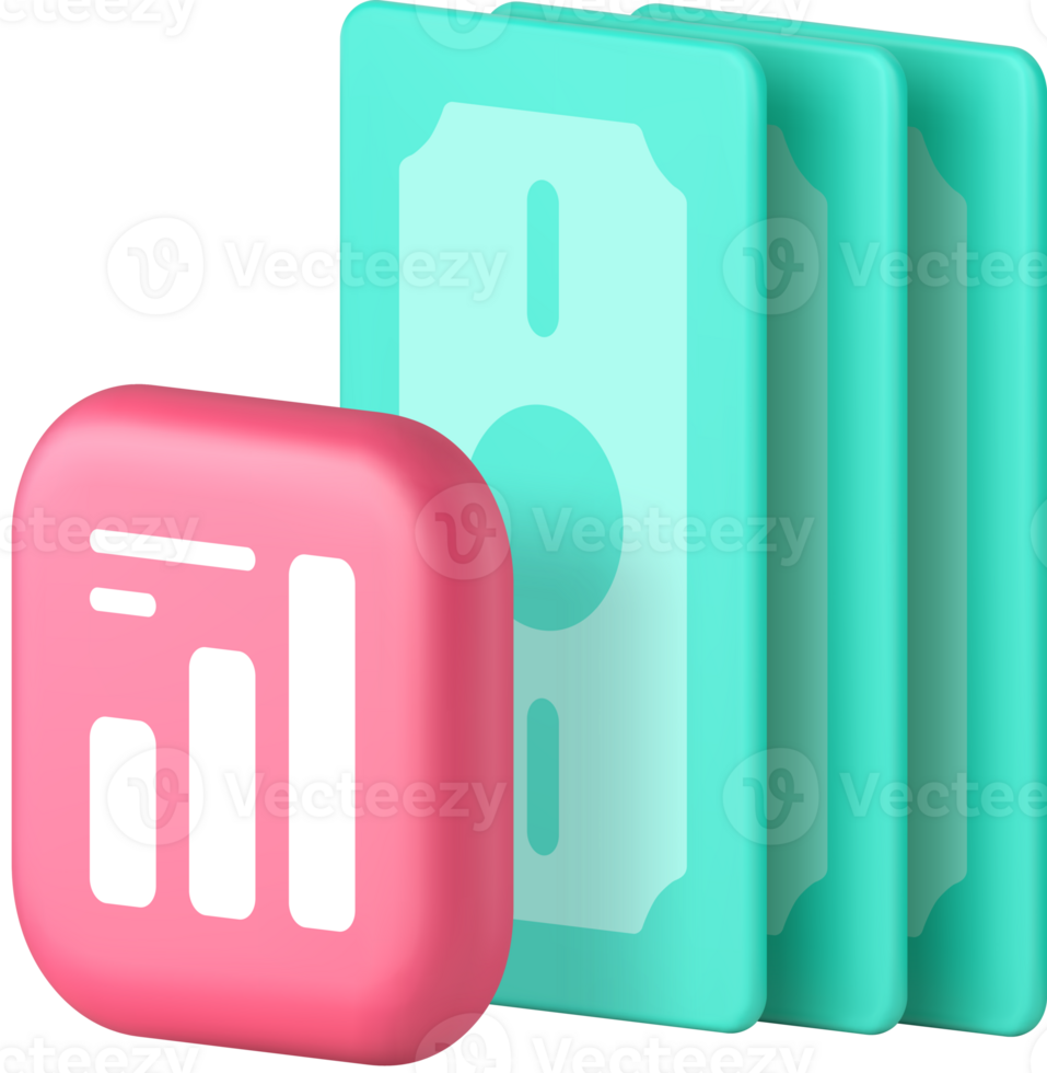 Cash money dollar budget balance accountancy financial analyzing 3d icon png