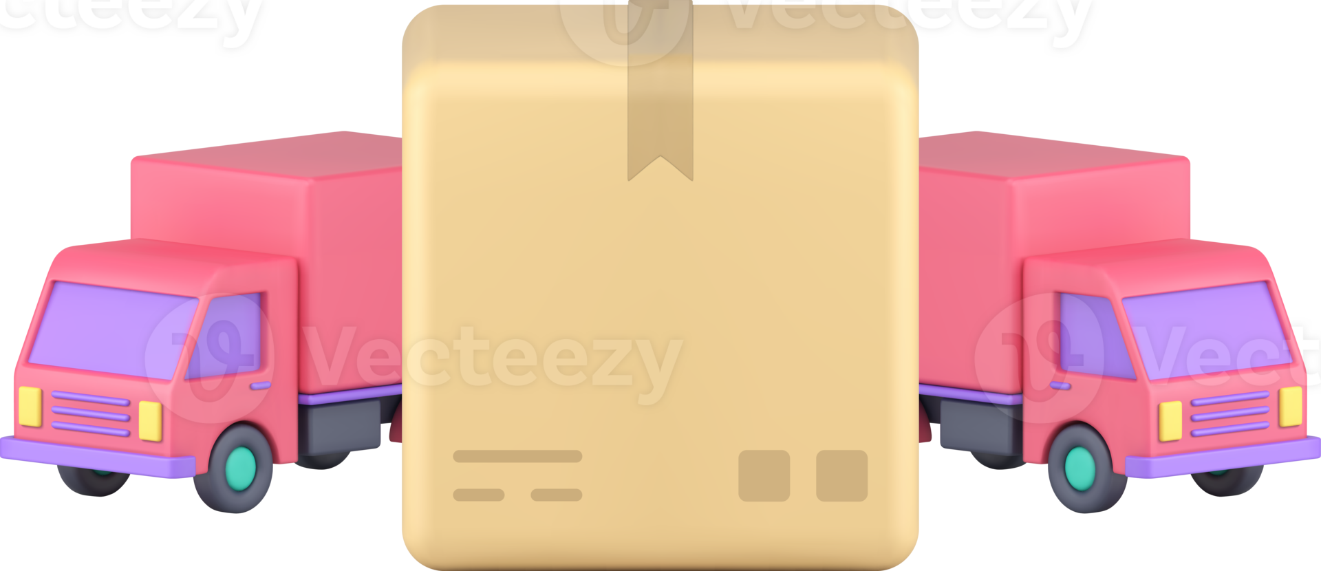 Postal parcel cargo moving courier delivery van transportation service 3d icon png