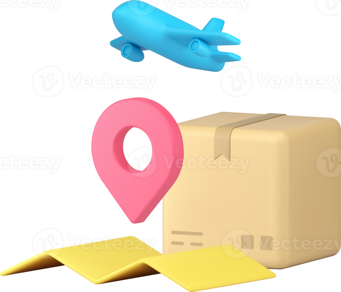 Airmail postal parcel cargo air delivery logistic service 3d icon png