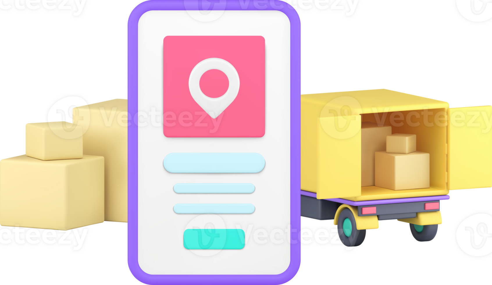 Delivery courier service smartphone tracking application 3d icon png